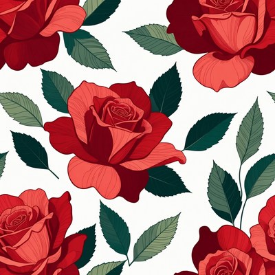 Red Roses Seamless Pattern