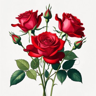 Red Roses Bouquet Illustration