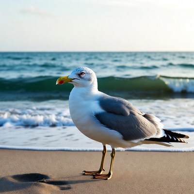 Seagull standing on beach