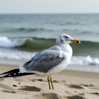 Gull standing on beach