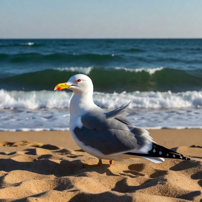 Seagull standing on beach