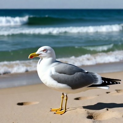 Seagull standing on beach