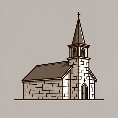 Line Art Church Illustration