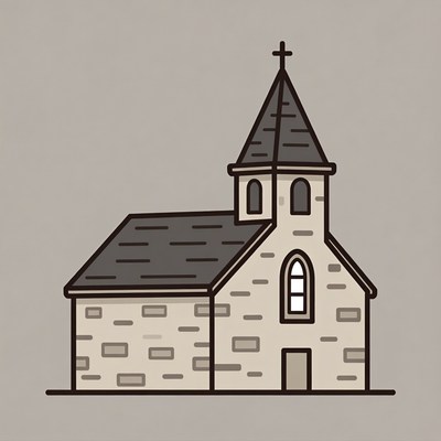Line Art Church Illustration