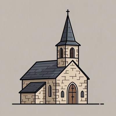 Line Art Church Illustration