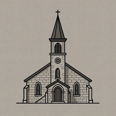 Line Art Church with Steeple