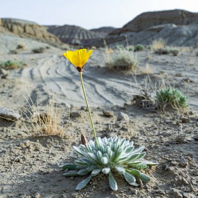 Yellow Desert Flower in Arid Landscape