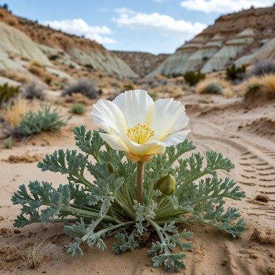 White Desert Flower in Canyon