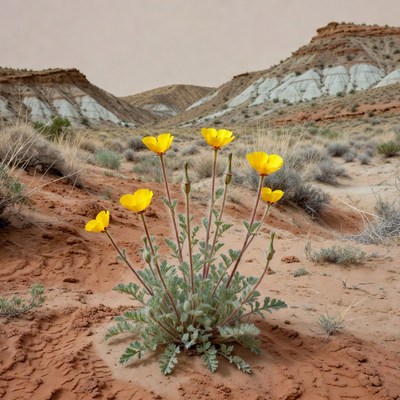 Yellow Desert Flowers in Red Rock Canyon