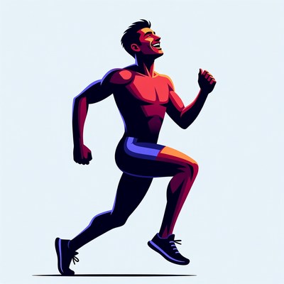 Muscular man running illustration