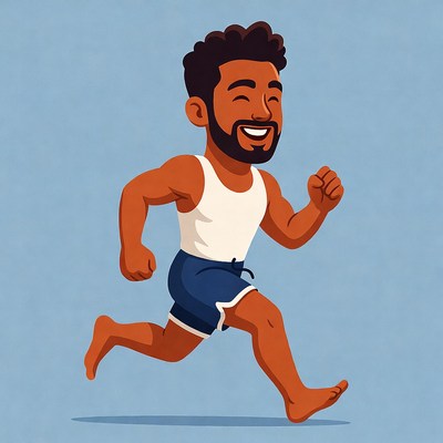 Cartoon Black Man Running