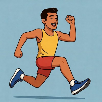 Cartoon man running energetically