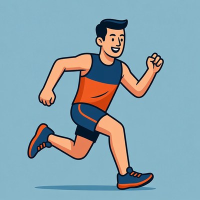 Cartoon man running in sportswear