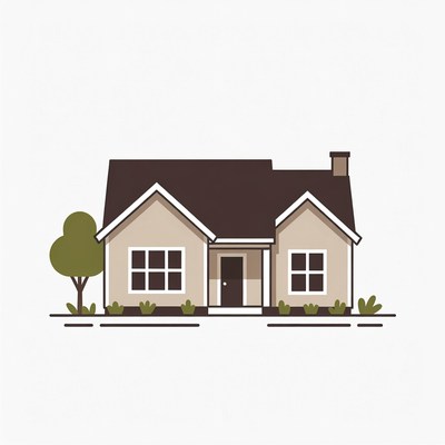 Cartoon House with Tree