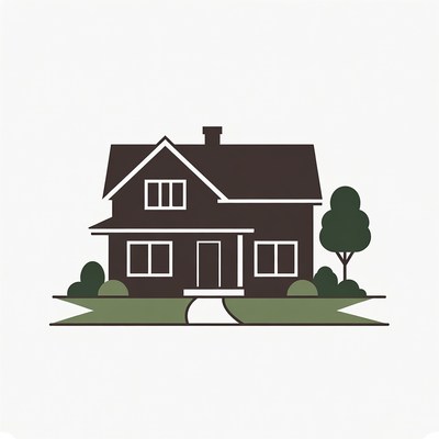 Brown house with garden path