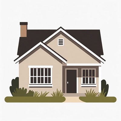 Cartoon House with Front Yard