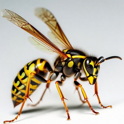 Yellow Jacket Wasp on White Background
