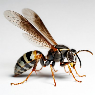 Yellow Jacket Wasp on White Background