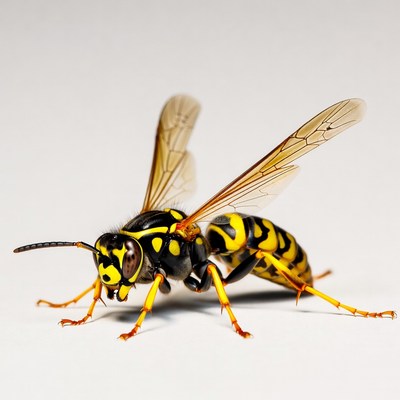 Yellow Jacket Wasp on White Background