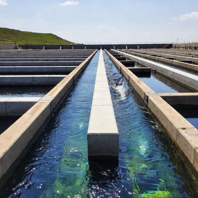 Fish Farm Raceways with Flowing Water