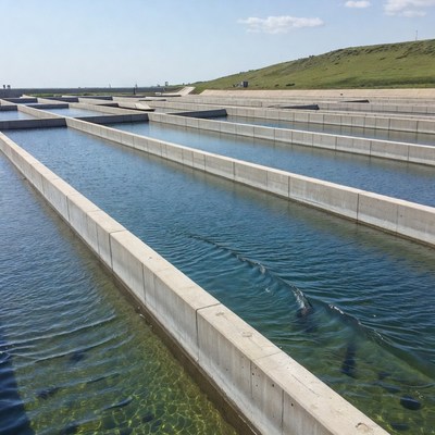 Fish Farming Ponds in Concrete Raceways