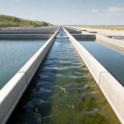 Fish Farm Ponds with Flowing Water