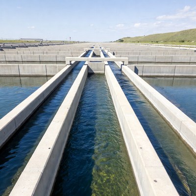 Fish Farming Ponds with Concrete Channels