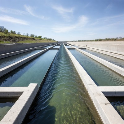 Concrete Water Channels in Landscape
