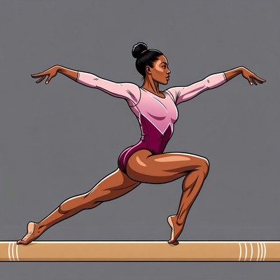 African-American woman balancing on balance beam