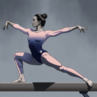 Woman balancing on balance beam