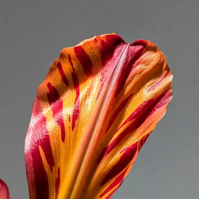 Vibrant Red Striped Tulip Leaf
