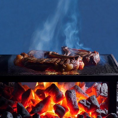 Grilled Ribeye Steaks on Barbecue Grill