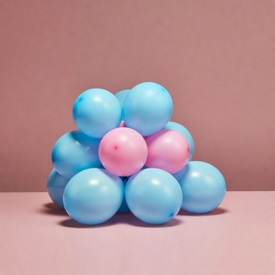 Stack of Blue and Pink Balloons