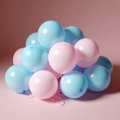 Stack of Blue and Pink Balloons