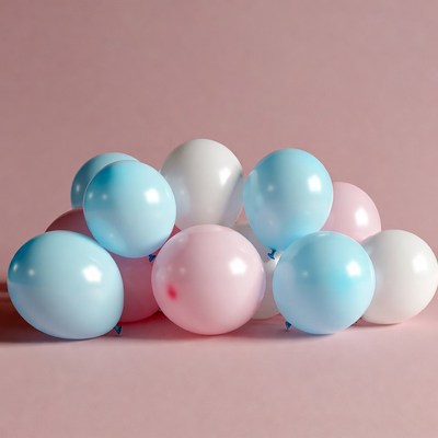 Colorful Balloons on Pink Background