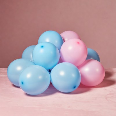 Pile of Blue and Pink Balloons