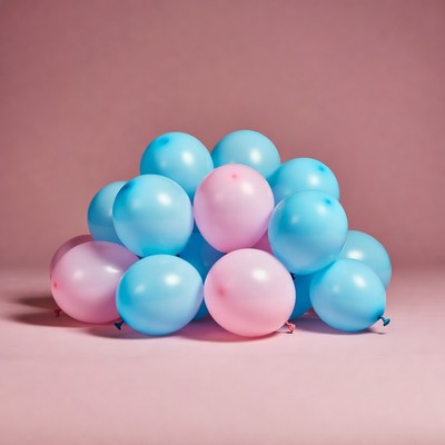 Stack of Blue and Pink Balloons