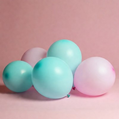 Pink and Teal Balloons on Pink Background