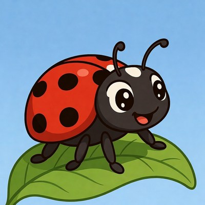 Cute Ladybug on Leaf