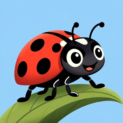 Cute Ladybug on Leaf