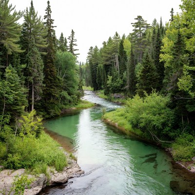 Turquoise River in Pine Forest