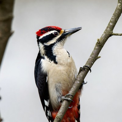 Downy Woodpecker on Tree Branch