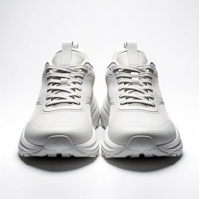 White sneakers pair on white background