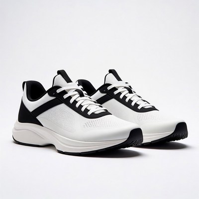White black running sneakers pair