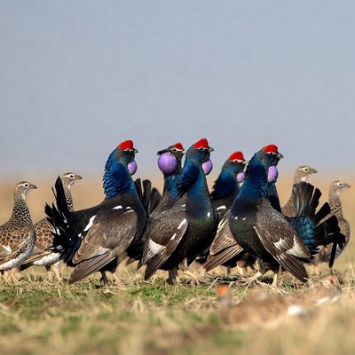 Group of Capercaillies in Field