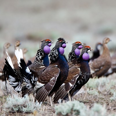 Group of Male Sage Grouse Displaying