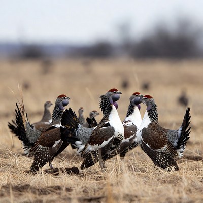 Group of Prairie Chickens Displaying