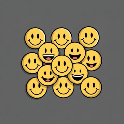 Grid of Smiling Yellow Emojis