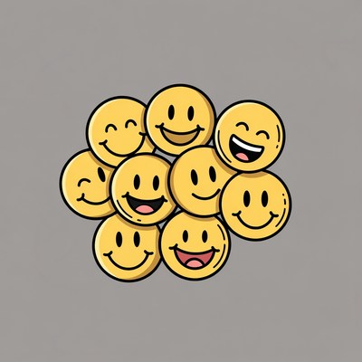 Cluster of Smiling Yellow Emojis