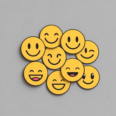 Cluster of Smiling Yellow Emojis